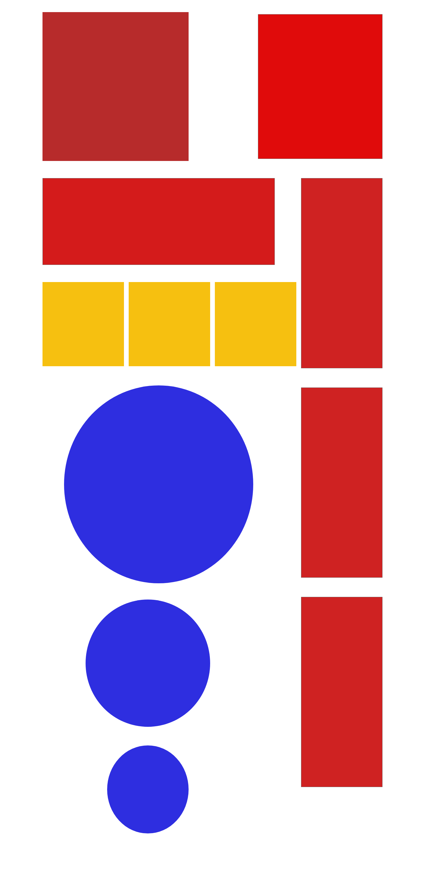 red, yellow, and blue